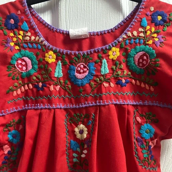 Girls Mexican Embroidered Fiesta Dress Size 6 - Picture 4 of 12